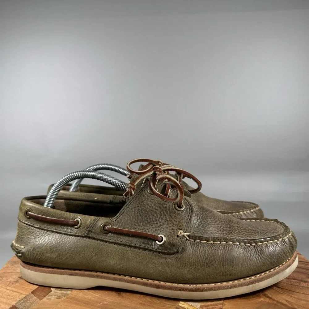 FRYE Sully‎ Tie Boat Shoes Slip On Mens Size 10.5 Green Leather